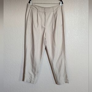 Express Women's Size 14R High Rise Ankle Beige Slim Straight Leg Dress Pants